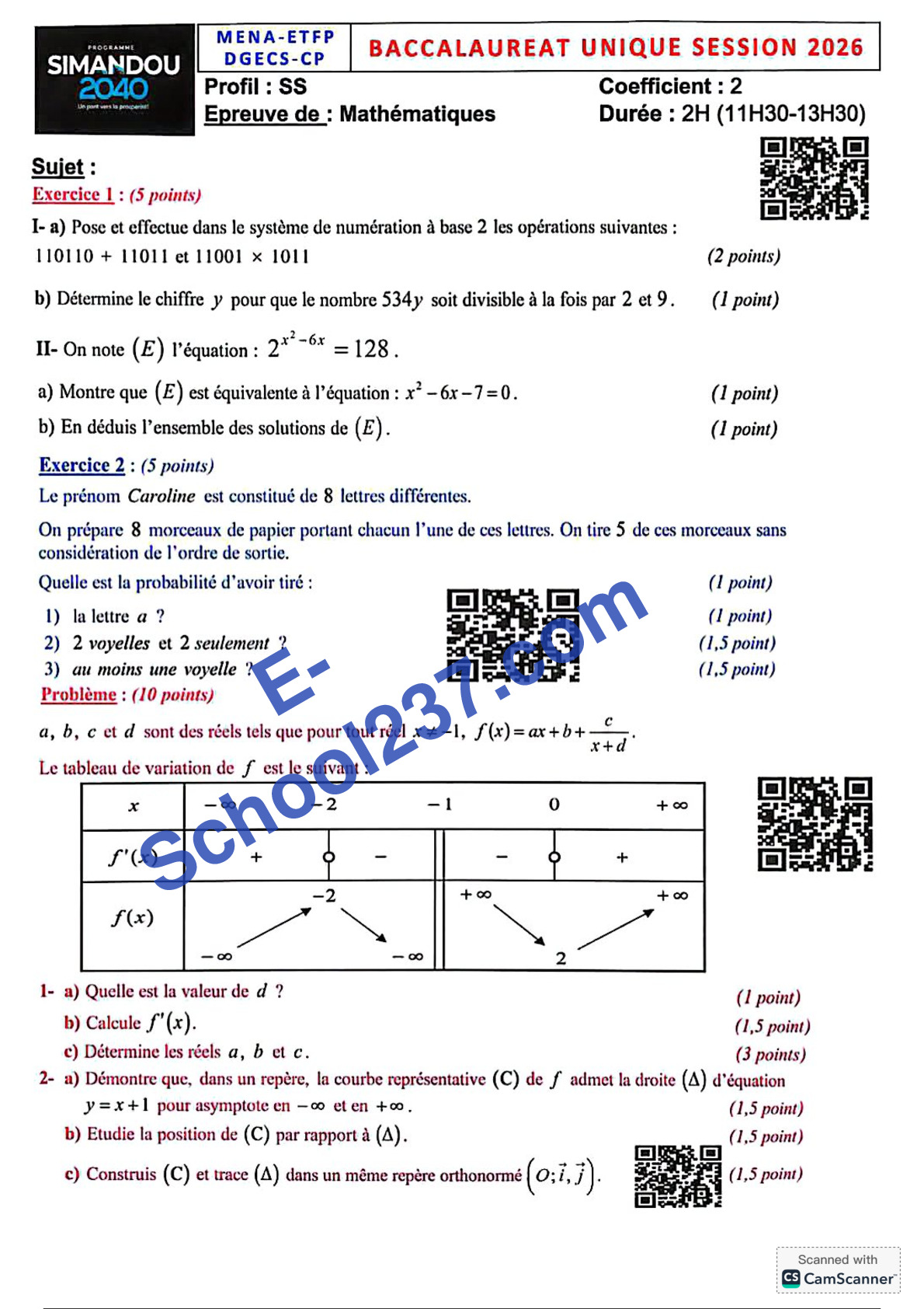 Bac 2026 Tss Mathématiques guinée